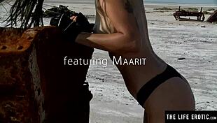 perfect hispanic girl masturbates in desert