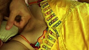 In satin lingerie, she gets bent over for ass to mouth