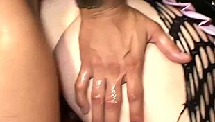 Brunette Slut in Stockings Gets Threesome Facial