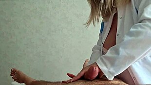 a beautiful masseuse doctor surprises with an aroused client’s erection