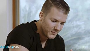 Horny brunette hires masseur and seduces him for pussy massage.