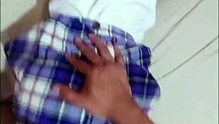 Ay, my little pussy hurts! This naive mexican student fucks her neighbor for gifts when alone at home.