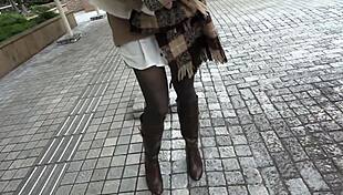 Japanese high school teacher tricked into filming squirting and creampie session