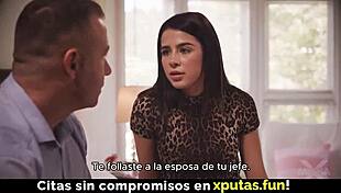 Hijastra morena anhela sexo con suegro en subtítulos español