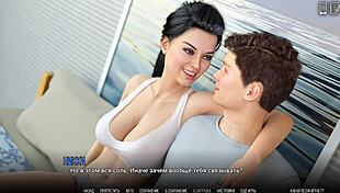 maid with bound tits and small 18+ nipples gets handjob from horny friend