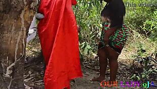 African Chief Priest Fucks Wife Outdoor in Wild Threesome for Pregnancy Ritual
