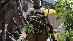 The mad BBW is picking dirt and getting fucked by a lonely guy