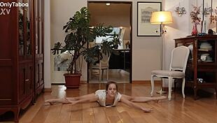 cute nicole murkovski stretches naked and shows her juicy tits