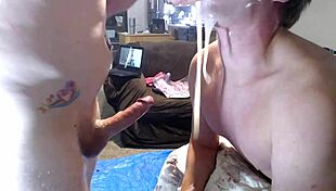 Extreme throat master challenges slave with intense gagging session