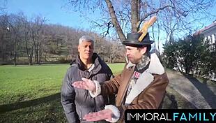 mia trejsi begs for double dicks in outdoor pussy pounding