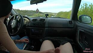 Public Road Car Handjob with My Hot Girlfriend