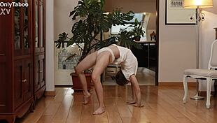 cute nicole murkovski stretches naked and shows her juicy tits