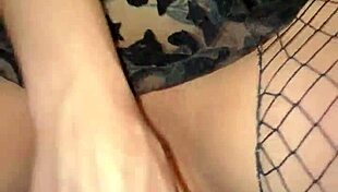 Young woman enjoys a solo ride on a large toy in POV