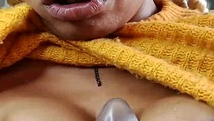 this hairy slut bounces on a dildo, squirting hard from her wet pussy while losing control.