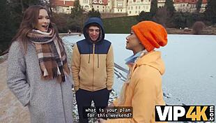 met this innocent couple by the lake and showed the girl a wild threesome with big cock pov cheating 😏