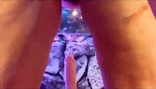 Hotwife Steffi masturbates her huge pussy lips at party with vibrator