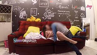 hot wife thay ksada lets delivery man fuck her on sofa