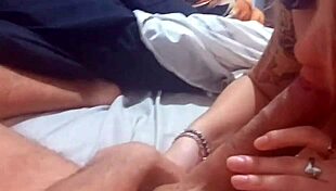 Big ass teen says, Daddy, let me play with your penis, and he gets nervous