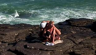 Blonde Mom Tarra White Rides Big Cock In Fishnets By The Beach