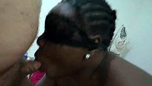 Curvy black milf wife boldly sucks my dick and lets me cum in her mouth