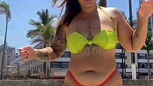 hey babe, check out this casada flashing her bikini stuffed tight at the beach!