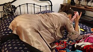 Hey, loving this French amateur in satin lingerie for POV action!