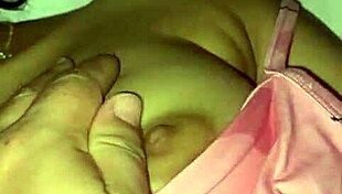 my stepfather gets very horny with my pajamas and comes on my bed, brunette bent over