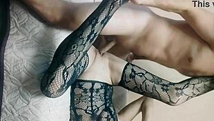 Husband and Friend Roughly Assfuck Wife in Lingerie