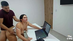 Big Ass Milf Stepmom Surprises Stepson With Natural Tits At Family Office