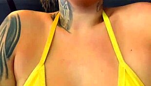 Training In Gym Facing Copacabana Beach In Transparent Bikini, Guys Stare At Wet Pussies.