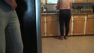 So, my Turkish stepmom nearly caught me jerking off on her big ass.