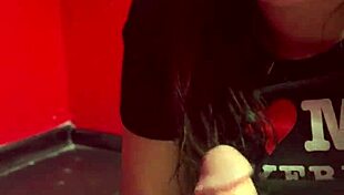 wifey, sucking cock deep in a real public sex shop!