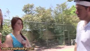 does bendy real teen 18+ get spanked hard in outdoor party with flexible body and amateurs?