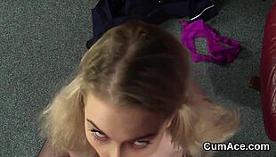 Frisky Idol Gets Sperm Load On Her Face Eating All The Spunk