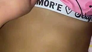 my stepfather gets very horny with my pajamas and comes on my bed, brunette bent over