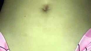 my stepfather gets very horny with my pajamas and comes on my bed, brunette bent over