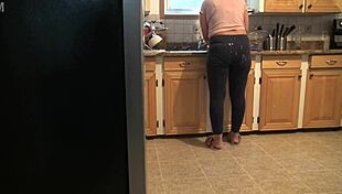 So, my Turkish stepmom nearly caught me jerking off on her big ass.