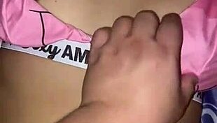 my stepfather gets very horny with my pajamas and comes on my bed, brunette bent over