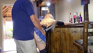 Unbelievable! Cute blonde cheats by lifting her skirt for a quick doggystyle!