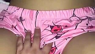 my stepfather gets very horny with my pajamas and comes on my bed, brunette bent over