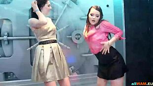 hot euro babes perform softcore dance moves