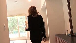 blonde lesbian intruder eats brunette's ass and fingers it