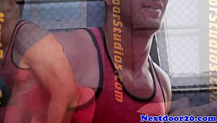 Muscular Gay Jock Watches Himself Masturbate