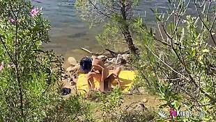 Outdoor Fun Noa Bangs a Guy She Dates Next to the Lake