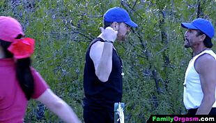 familyorgasm with competitive men burning out stepdaughters hard