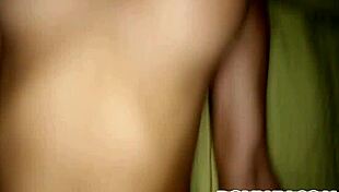 Blonde Amber Ashley rides that big cock so close up