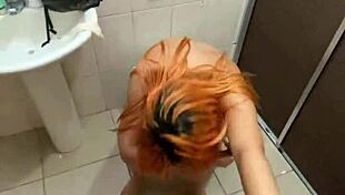 Redhead young girl takes anal with cum inside