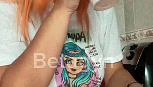 Redhead young girl takes anal with cum inside