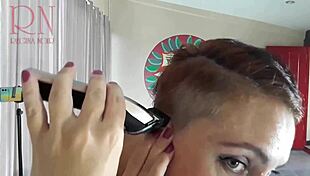 Regina Noir Cuts Hair Naked On Beach