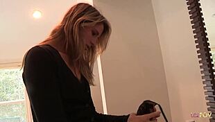 blonde lesbian intruder eats brunette's ass and fingers it